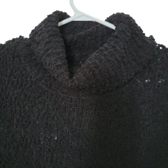 Bobeau long black oversize turtle neck  slouchy chenille knit - Picture 2 of 5